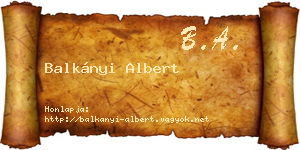 Balkányi Albert névjegykártya