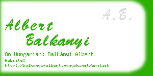 albert balkanyi business card
